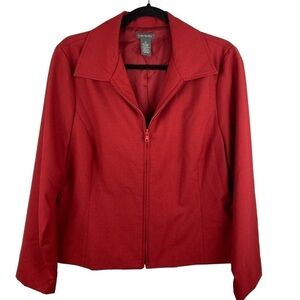 ✨3/$21✨ Kate Landry Red 100% Wool Zip Front Blazer Jacket Size 12 Career Office
